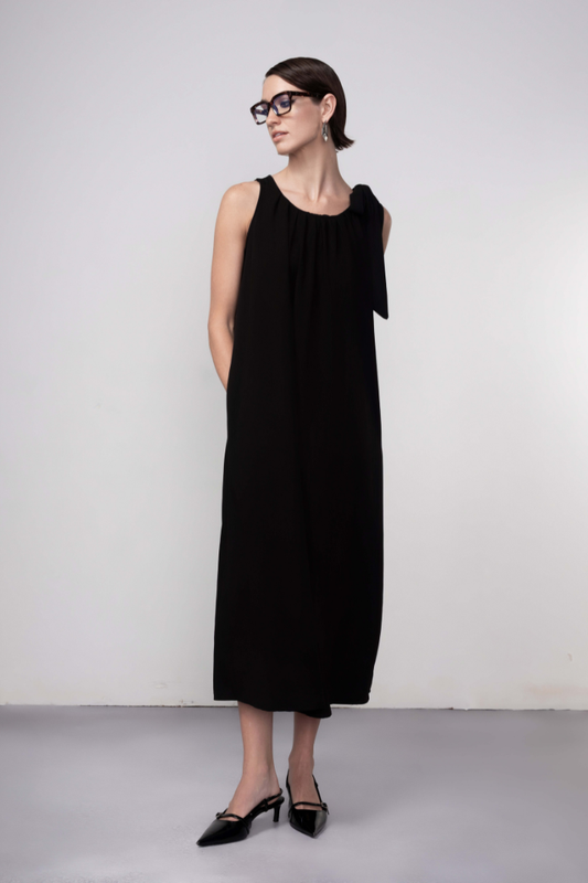 Haako Black Shoulder Tie Dress H1041