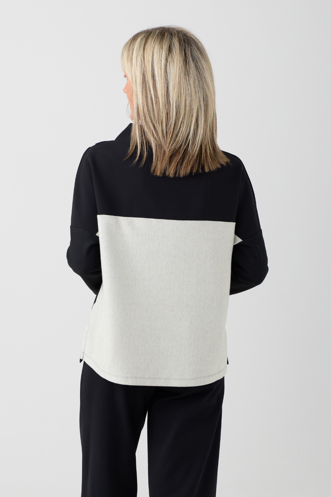 Naya Black/Stone Spot Print High Neck Top