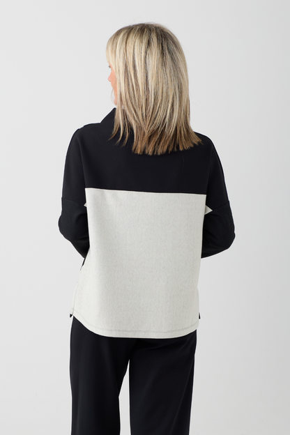Naya Black/Stone Spot Print High Neck Top