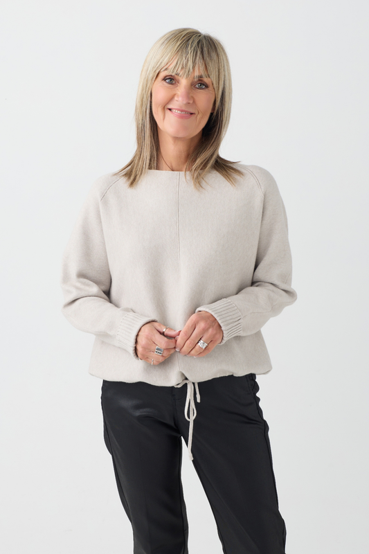 Milano Sand Drawstring Hem Jumper
