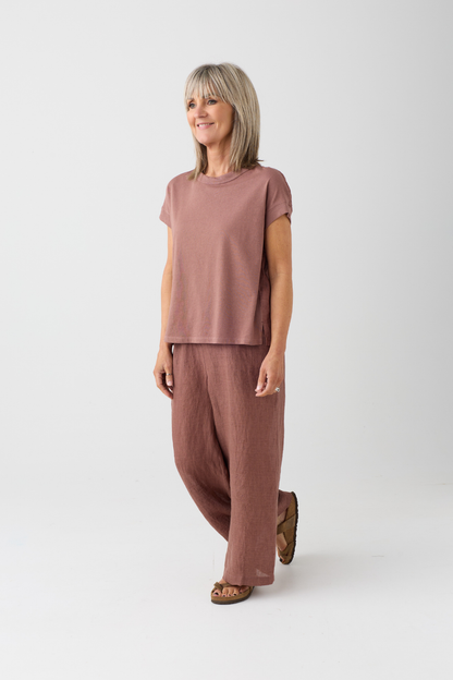 el2 Rosy Brown Linen Back Top 1008