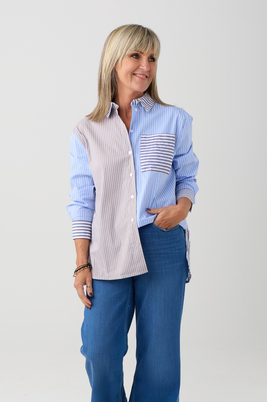 TSP Blue/White/Brown Stripe Shirt
