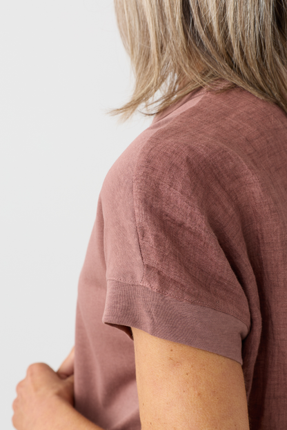 el2 Rosy Brown Linen Back Top 1008