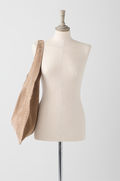 Taupe Suede Shopper Bag w/Side Studs