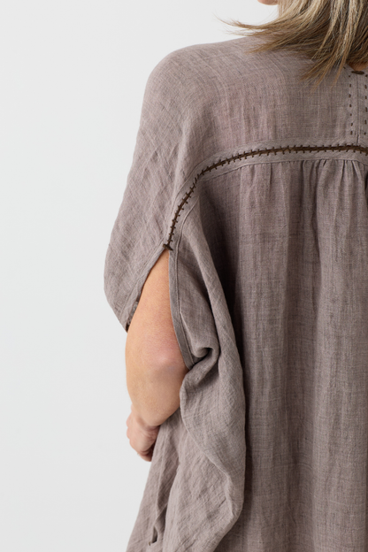 el2 Taupe Linen Tunic Dress 3013