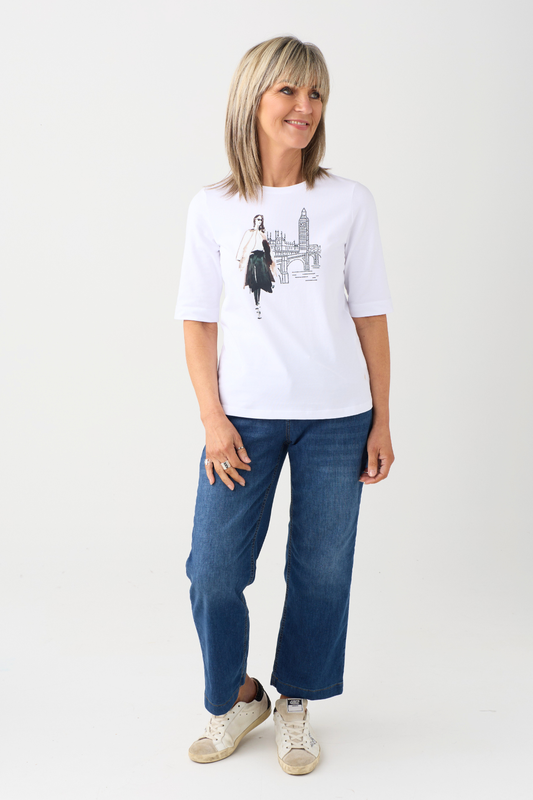Margittes White Lady/City Print T-Shirt