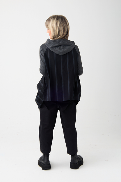el2 Charcoal/Black Stripe Hooded Jacket