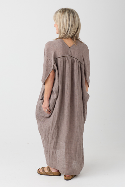 el2 Taupe Linen Tunic Dress 3013