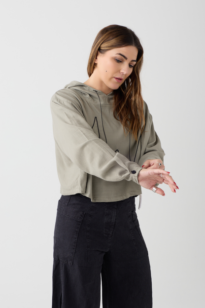 Lurdes Bergada Light Khaki Hooded Top