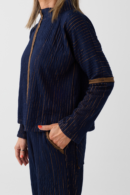 Ozai n Ku Blue/Mustard Stripe Top 081