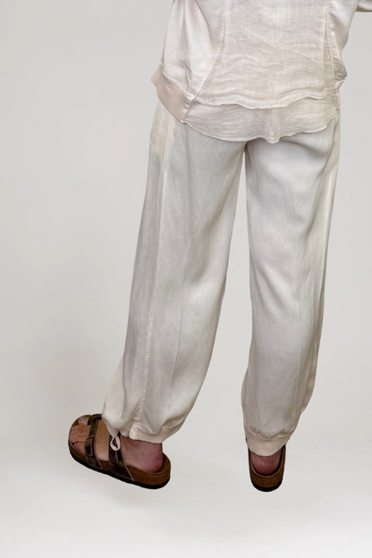 European Culture Cream Cuff Trousers
