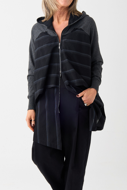 el2 Charcoal/Black Stripe Hooded Jacket