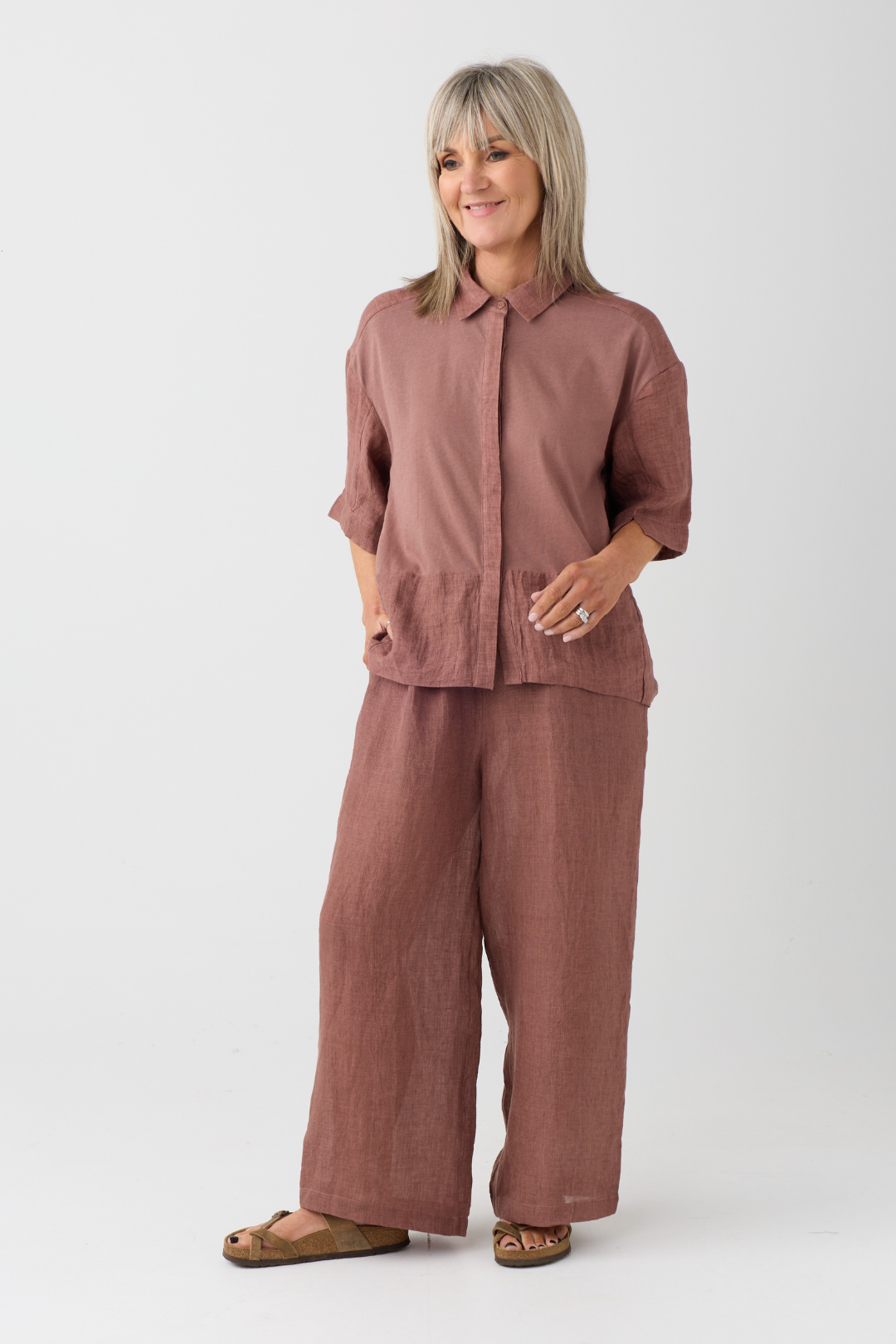 el2 Rosy Brown Linen Blouse 1006