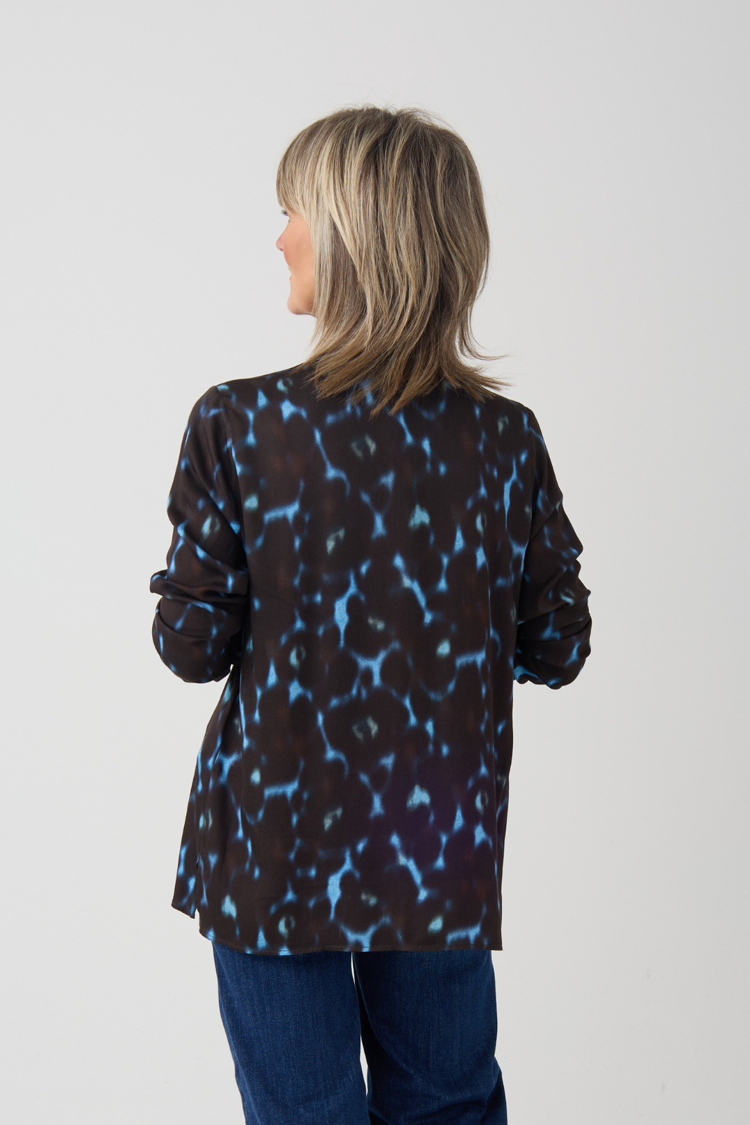 Milano Mocca Print V Neck Blouse