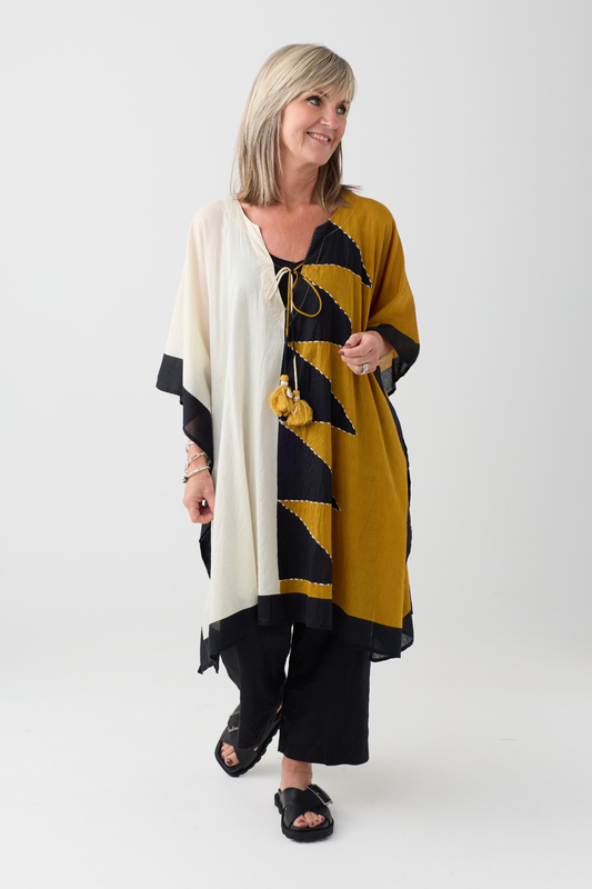 Palme Black Block Print Kaftan