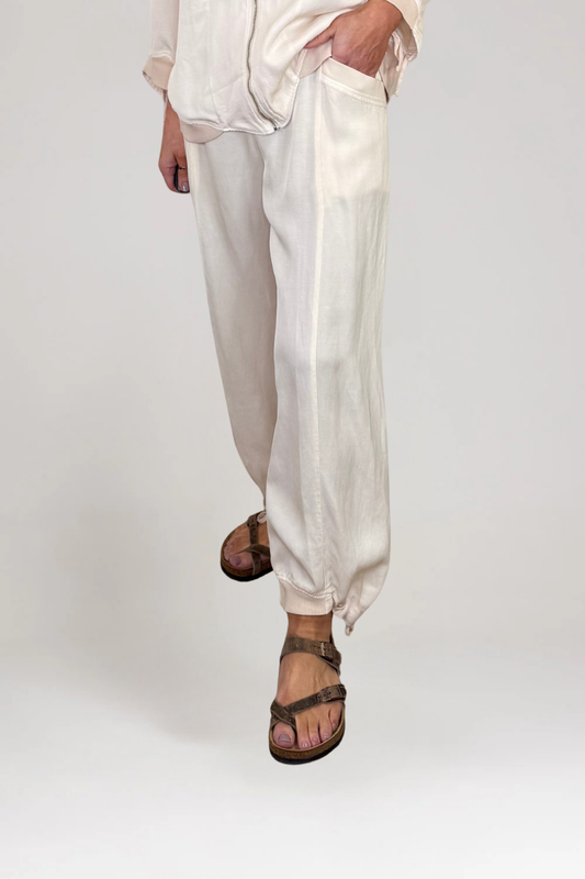 European Culture Cream Cuff Trousers