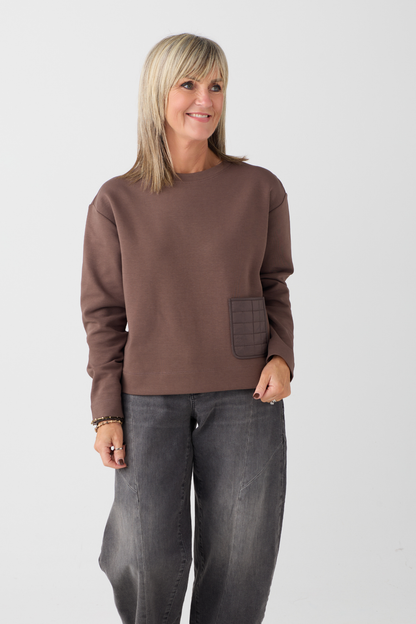 Margittes Brown Patch Pocket Sweatshirt