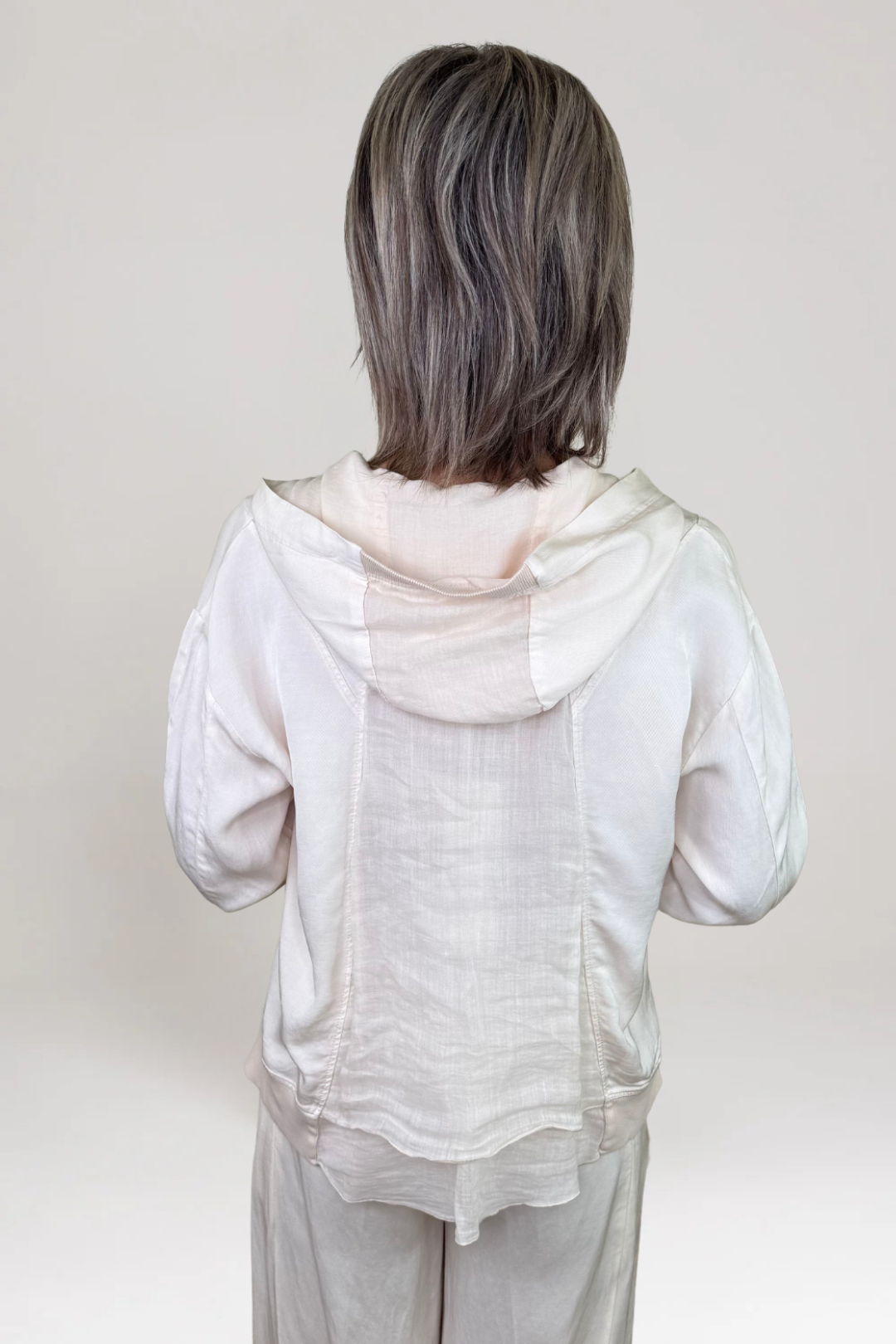European Culture Cream Zip Up Hoodie