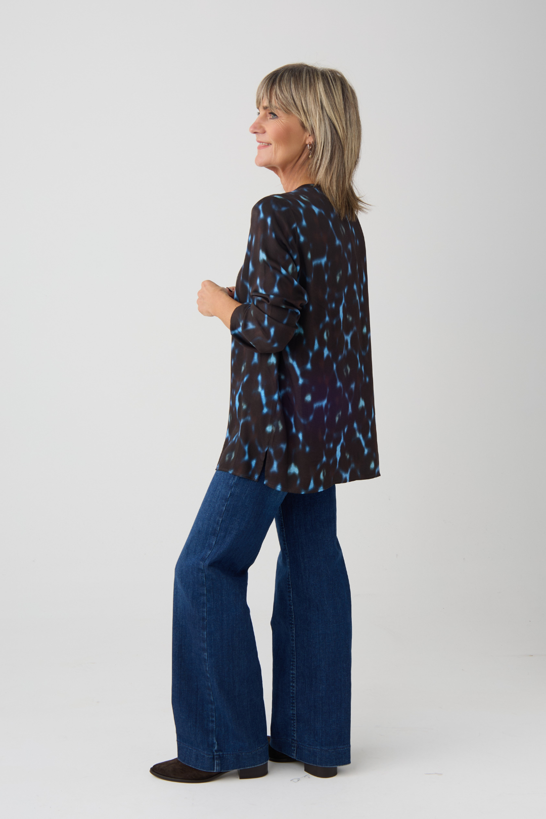 Milano Mocca Print V Neck Blouse