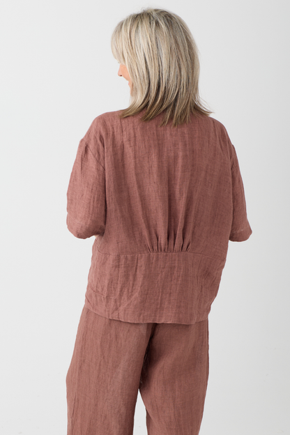 el2 Rosy Brown Linen Blouse 1006