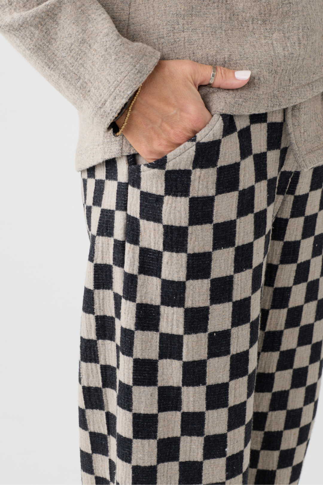 My Soul Check Crincle Trousers 4161