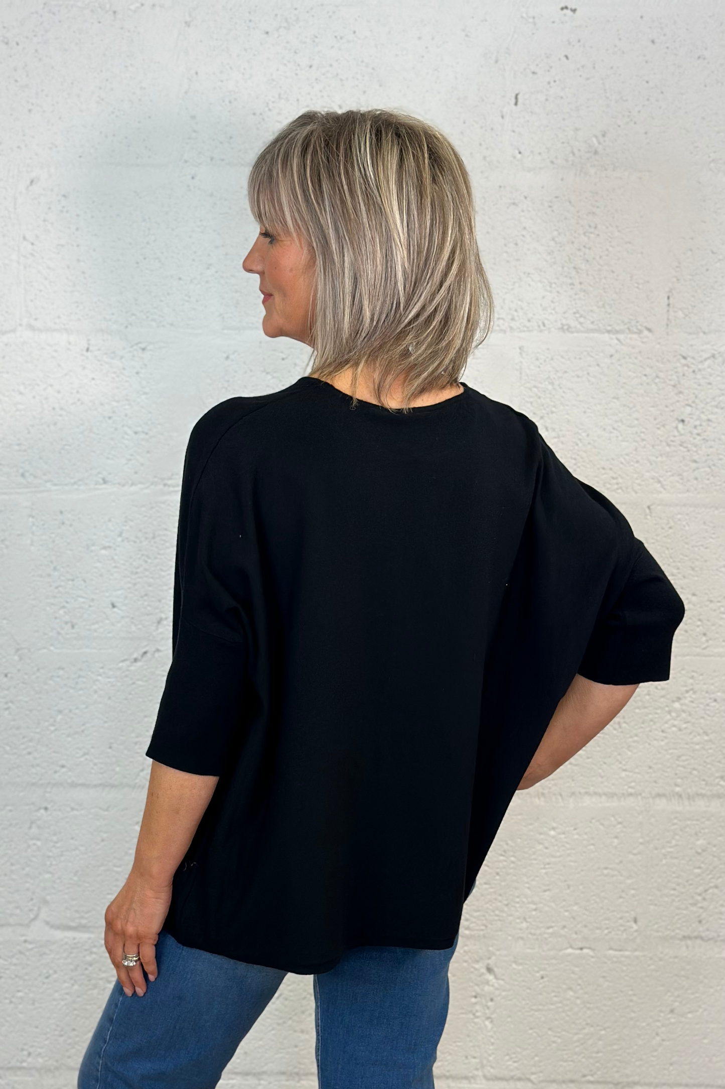 Milano Black Jumper with 1/2 sleeve