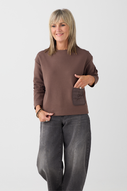 Margittes Brown Patch Pocket Sweatshirt