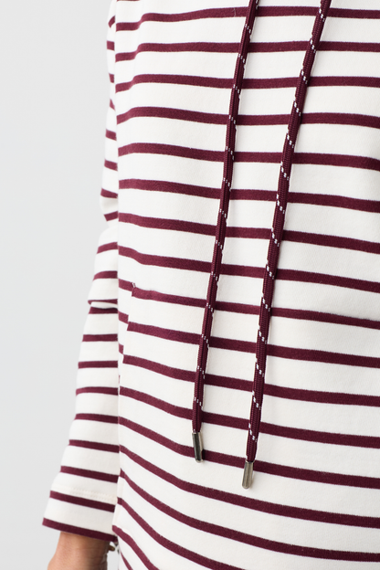 Margittes Cream/Burgundy Stripe Hoodie