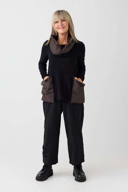 Ozai n Ku Black/Brown Block Top w/Snood