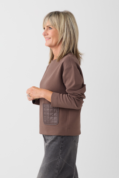 Margittes Brown Patch Pocket Sweatshirt