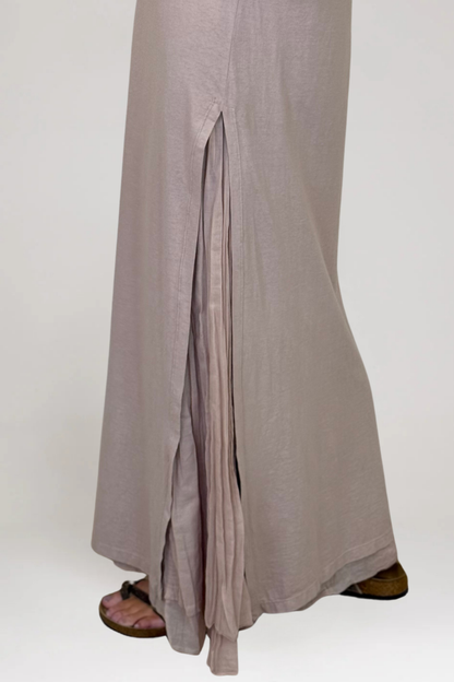 European Culture Toffee Sleeveless Dress