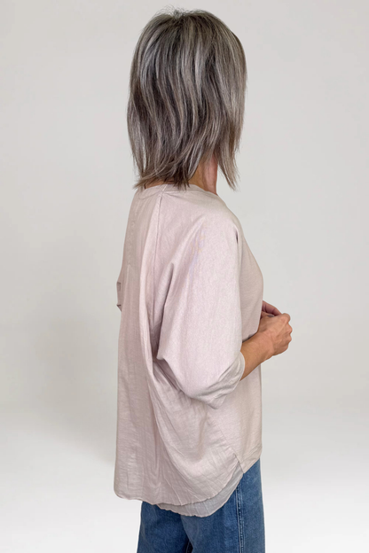 European Culture Toffee T-Shirt with Back Frills