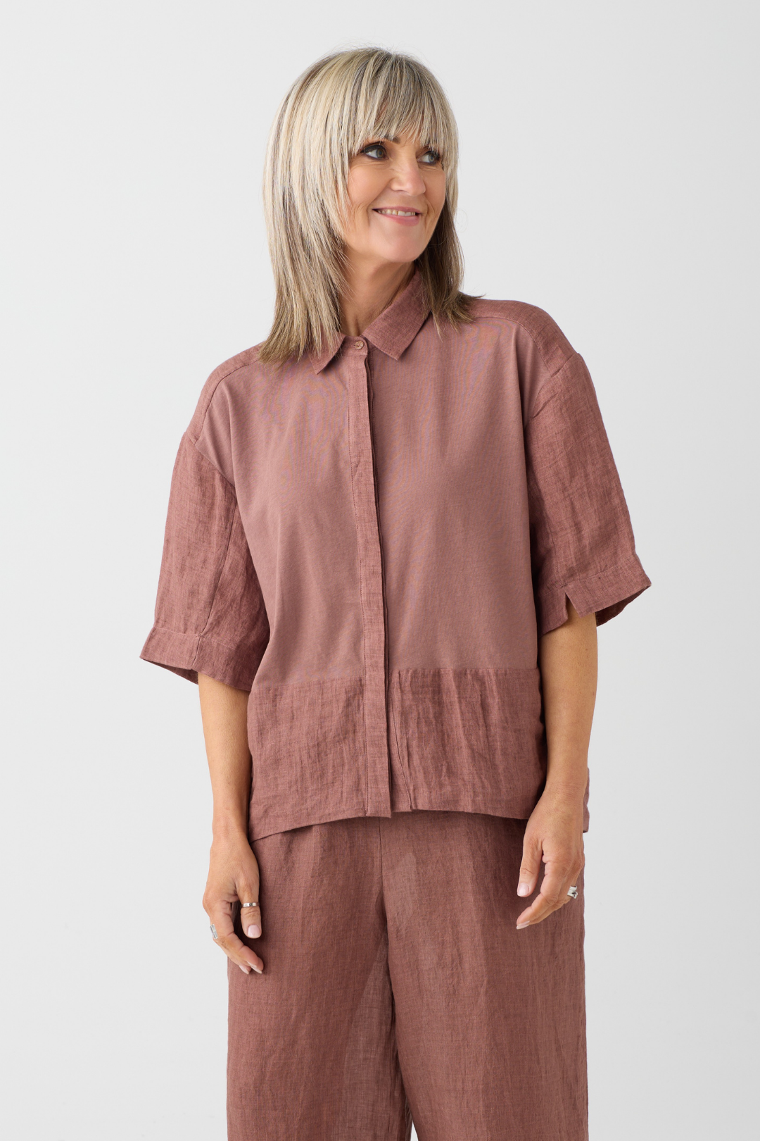 el2 Rosy Brown Linen Blouse 1006