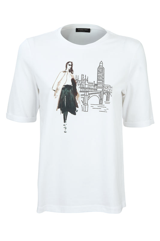 Margittes White Lady/City Print T-Shirt