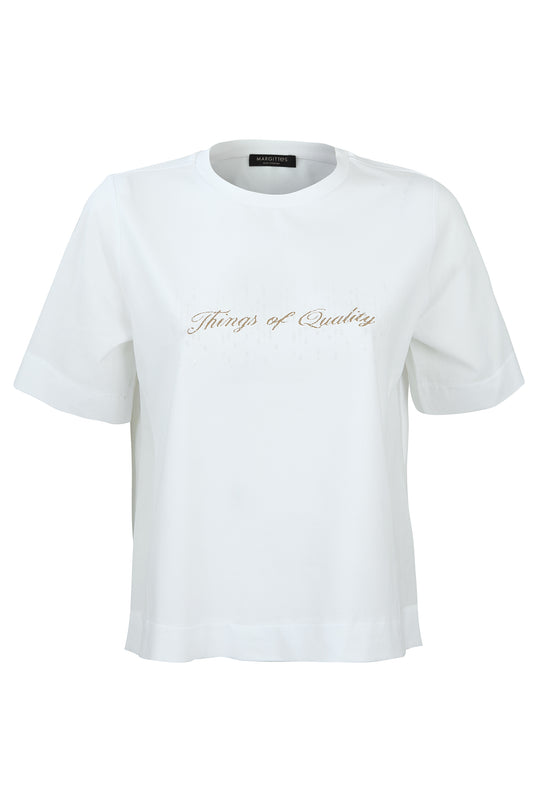 Margittes White Writing/Sequin T-Shirt
