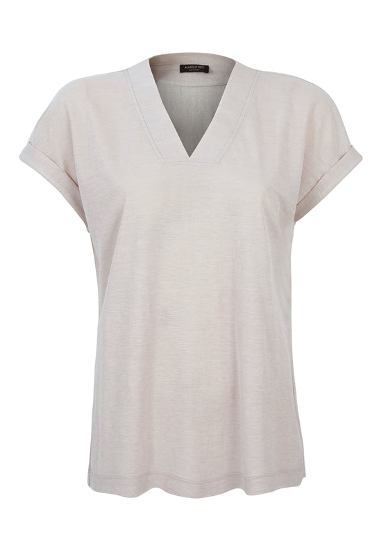 Margittes Taupe V-Neck Top