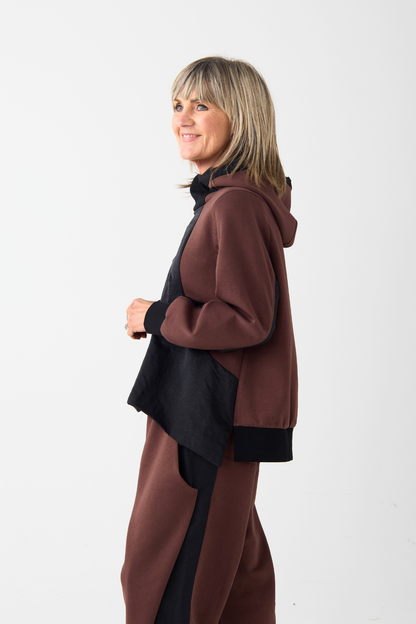 el2 Brown/Black Contrast Hoodie