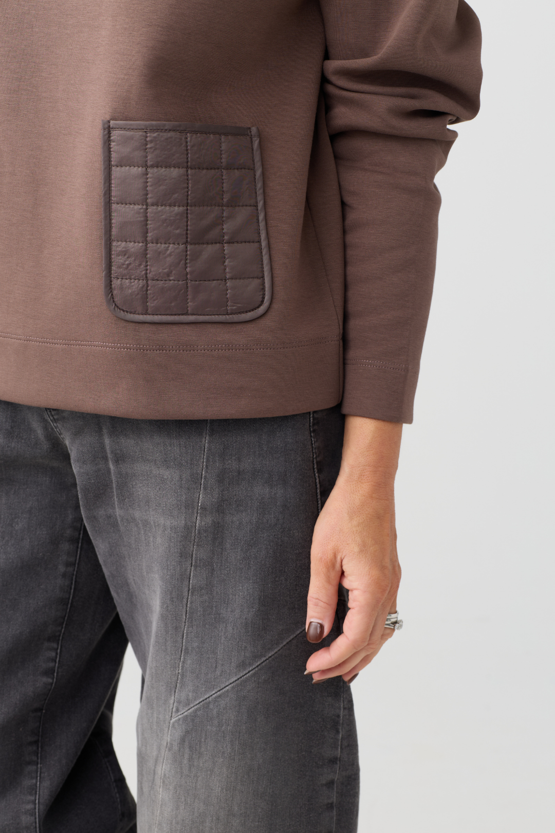 Margittes Brown Patch Pocket Sweatshirt