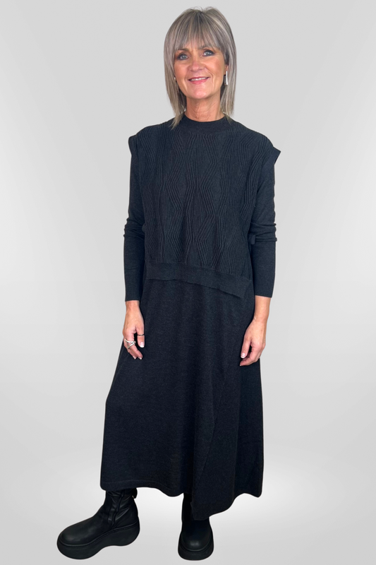 el2 Charcoal Grey Dress with Slipover