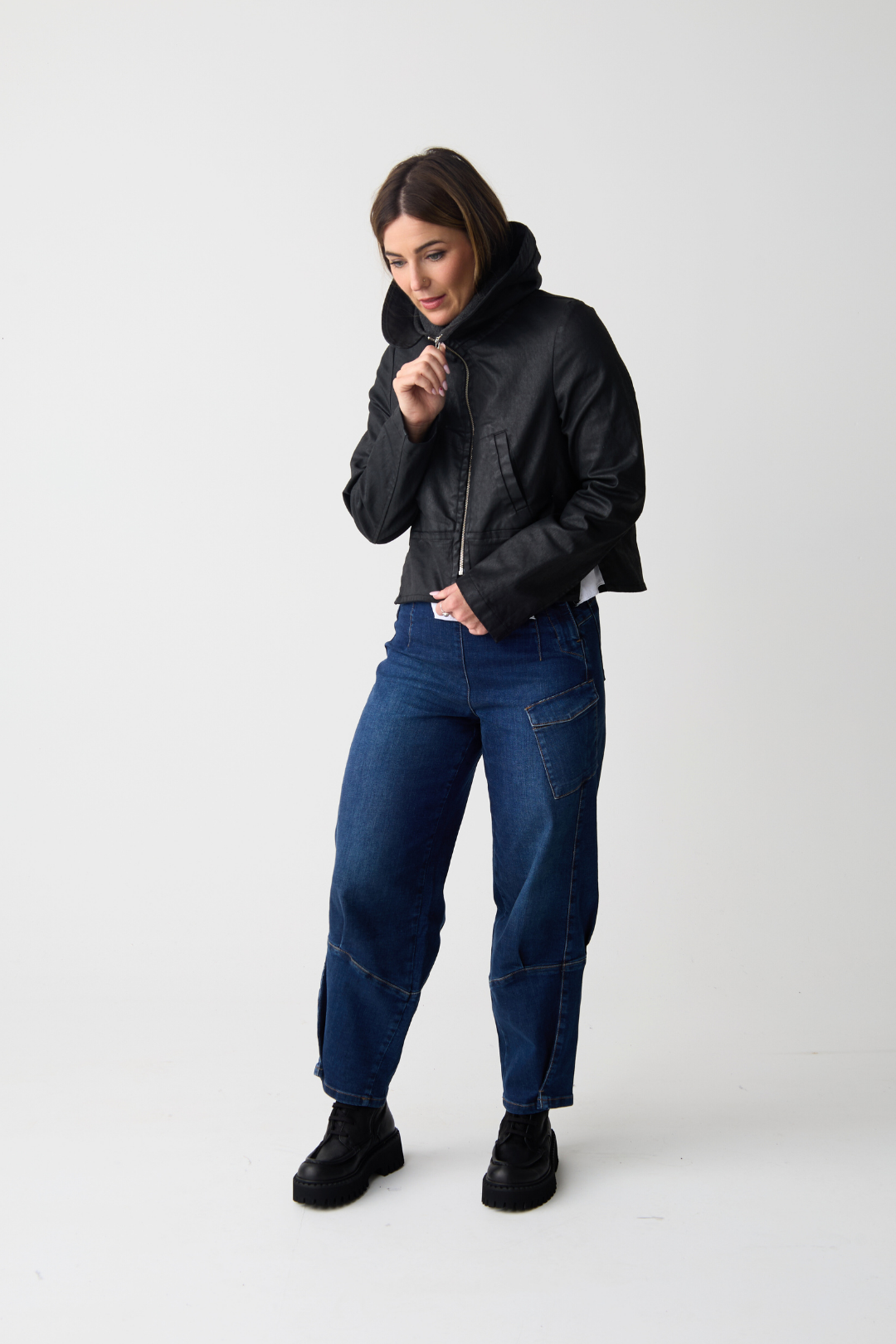 Lurdes Bergada Black Hooded Cropped Jacket – Jude Law Boutique