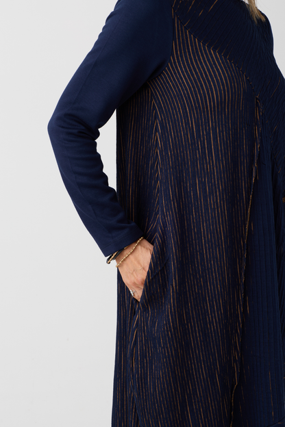 Ozai n Ku Blue/Mustard Stripe Dress 080