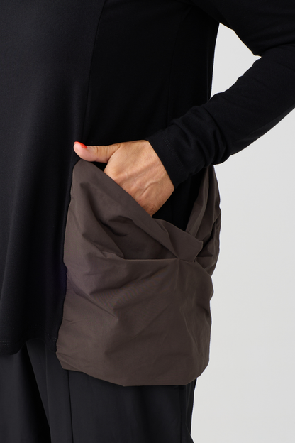 Ozai n Ku Black/Brown Block Top w/Snood