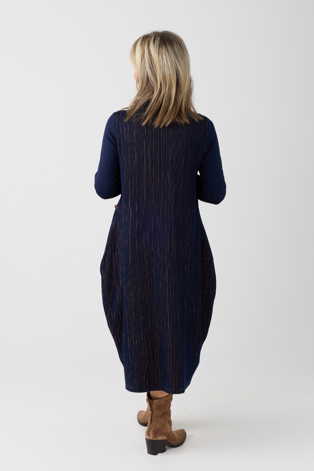 Ozai n Ku Blue/Mustard Stripe Dress 080