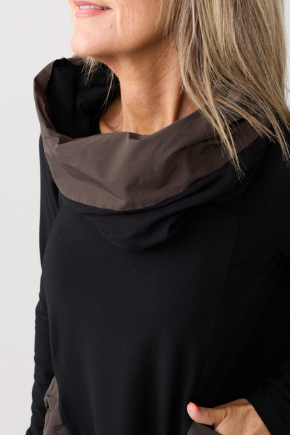 Ozai n Ku Black/Brown Block Top w/Snood