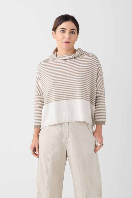 Lurdes Bergada Toasted Stripe Crop Jumper