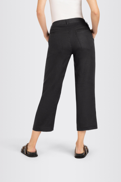 Mac Nora Black Linen Cropped Trouser