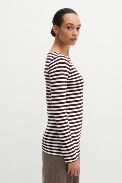 Marc O'Polo Dark Red Stripe LS Top