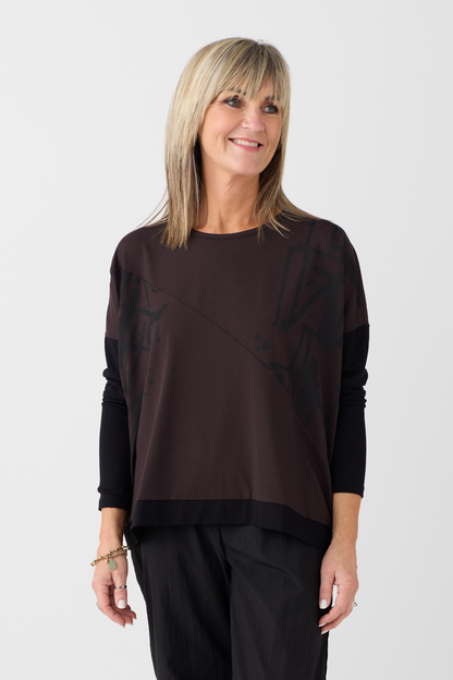 Naya Choko/Black Placement Print Top