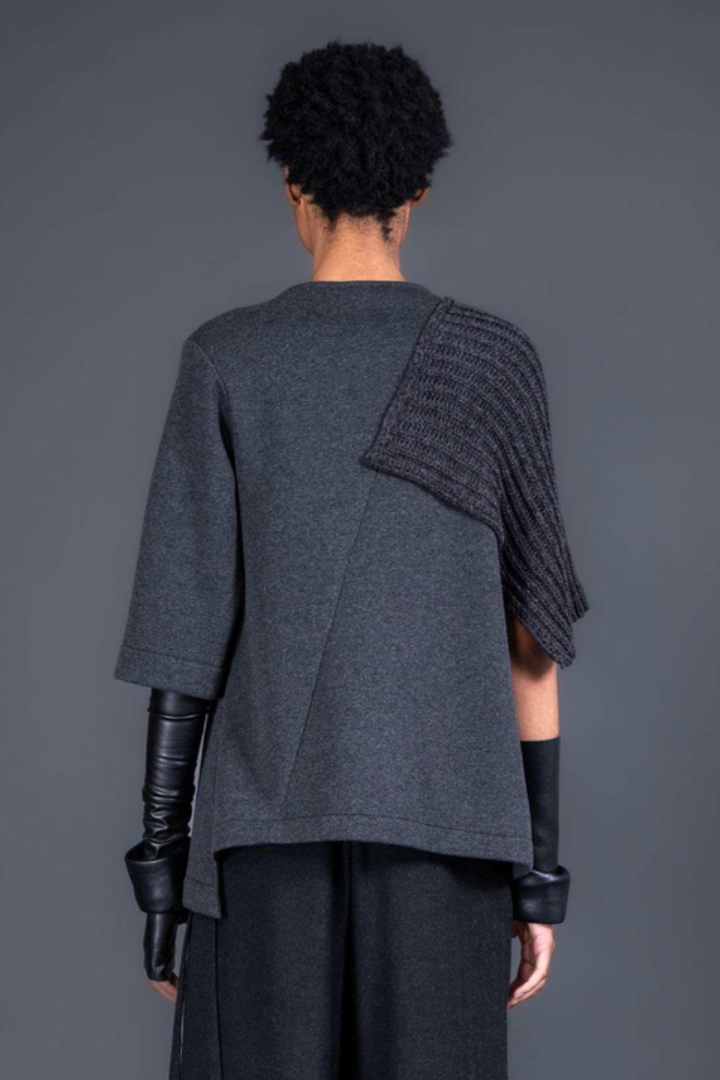 Lotus Eaters Bosian Black Top with Anthracite Knit Panel