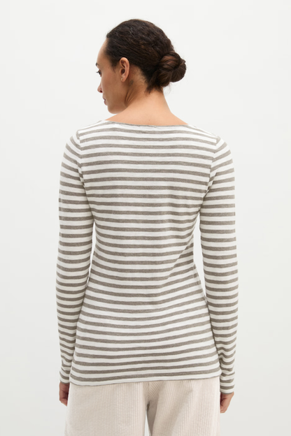 Marc O'Polo Medium Grey Stripe LS Top